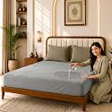 Glassiano Cotton Feel Terry Ultra Soft Waterproof Mattress Protector | Breathable - Hypoallergenic Mattresses Cover with Elastic Strap for Single Bed (75x36 inch|6.2x3 feet, Grey - Pack of 1)
