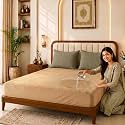 Glassiano Cotton Feel Terry Ultra Soft Waterproof Mattress Protector | Breathable - Hypoallergenic Mattresses Cover with Elastic Strap for King Bed (72x72 inch|6x6 feet, Beige - Pack of 1)