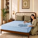 Glassiano Cotton Feel Terry Ultra Soft Waterproof Mattress Protector | Breathable - Hypoallergenic Mattresses Cover with Elastic Strap for Queen Bed (75x60 inch|6.2x5 feet, Sky Blue - Pack of 1)