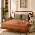 Glassiano Cotton Feel Terry Ultra Soft Waterproof Mattress Protector | Breathable - Hypoallergenic Mattresses Cover with Elastic Strap for King Bed (72x78 inch|6x6.5 feet, Golden - Pack of 1)