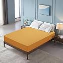Glassiano Luxury Dimond Terry Cloth Fitted Mattress Protector 72x72 Inches King Size Bed | Water Resistant Ultra Soft Mattress Cover | Hypoallergenic Bed Cover (Golden_Pack of 1)