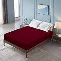 Glassiano Luxury Dimond Terry Cloth Fitted Mattress Protector 48x78 Inches Single Bed | Water Resistant Ultra Soft Mattress Cover | Hypoallergenic Bed Cover (Maroon_Pack of 1)