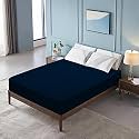 Glassiano Luxury Dimond Terry Cloth Fitted Mattress Protector 48x75 Inches Single Bed | Water Resistant Ultra Soft Mattress Cover | Hypoallergenic Bed Cover (Navy Blue_Pack of 1)