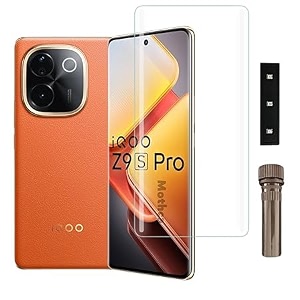 glaze accessories tempered glass screen protector compatible for iqoo z9s 5g  z9s pro 5g uv with edge to edge coverage and with easy installation kit