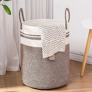 gleam woven rope laundry hamper basket baby nursery hamper for blanket storage clothes hamper for laundry in bedroom extra 100l 1834x1834x2434 camel mix