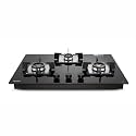 Glen 3 Burner Built-In Gas Hob | Auto Ignition | 8 mm Toughened Glass | Forged Brass Double Ring Burners | Black (BH1073SQHTDB70)