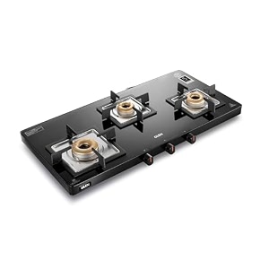 glen gas stove 3 burner toughened glass top  ultra slim lpg gas stove  1 jumbo forged brass burners  360 revolving nozzle  5 years warranty on glass valve and burner  1035usbl
