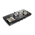 Glen Gas Stove 3 Burner Toughened Glass Top | Ultra Slim LPG Gas Stove | 1 Jumbo Forged Brass Burners | 360 Revolving Nozzle | 5 years warranty on glass, valve and burner | 1035USBL
