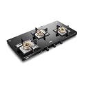 Glen 3 Burner Ultra Slim PNG Gas Stove | Toughened Glass Top | Auto Ignition | Forged Brass Burners | 360° Revolving Nozzle | 5 Years Warranty on Glass, Valve And Burner | 1035USBLPNAI