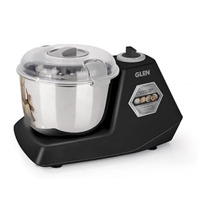 glen automatic electric atta maker machine 3 litre 650w dough kneader dough mixer with large stainless steel bowl with lid hands-free kneading -black sa-3032dmbl