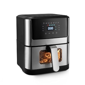 glen 6 litre digital air fryer 1500w digital controls with 7 pre-set menus adjustable 60-minute timer temperature control fry grill roast amp bake with less oil large - black sa3043dss
