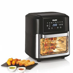 glen digital air fryer oven for home 12 litre 2000w 8 preset function rotisserie digital display amp controls airfryer to dehydrate bake roast toast with less oil 8 accessories sa 3040 dss