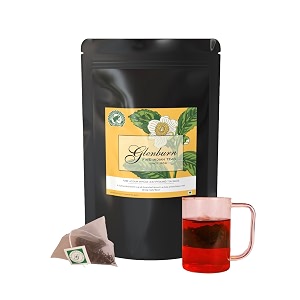 glenburn tea direct pure assam pyramid silk tea bag 50pc - fresh from khongea estate premium single-estate flavor 120 grams