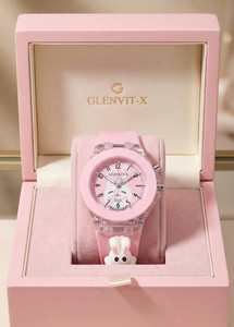 GLENVIT-X 3D Cartoon Kids Pink Printed Dial