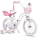 Glerc Petal Girls Bike 12-18 Inch for Ages 2-9, Kids Bike with Training Wheels, Basket & Streamers, Princess Style Kids Bicycle, for Girls
