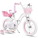 Glerc Petal Girls Bike 12-18 Inch for Ages 2-9, Kids Bike with Training Wheels, Basket & Streamers, Princess Style Kids Bicycle, for Girls