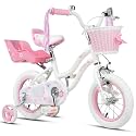 Glerc Petal Girls Bike 12-18 Inch for Ages 2-9, Kids Bike with Training Wheels, Basket & Streamers, Princess Style Kids Bicycle, for Girls