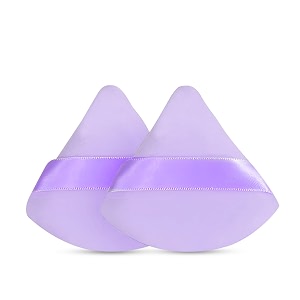 gleva 2 pcs powder puff soft face makeup sponge loose powder foundation blending sponges set makeup blender contouring wedge triangle shape wet amp dry tool washable reusable purple