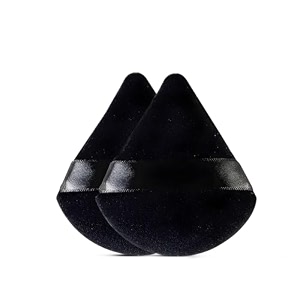 gleva 2 pcs powder puff soft face makeup sponge loose powder foundation blending sponges set contouring wedge triangle shape mineral cosmetic wet amp dry tool washable reusable black