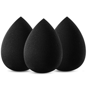 gleva 3pcs makeup blender sponge super soft blending puff for full coverage flawless makeup blender for cream powder liquid foundation wet amp dry makeup applicator for girls women black