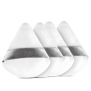 gleva 4 pcs powder puff soft face makeup sponge loose powder foundation blending sponges set beauty makeup blender contouring wedge triangle shape wet amp dry tool washable reusable white