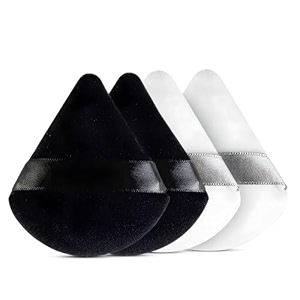 gleva 4 pcs powder puff soft face makeup sponge loose powder foundation blending sponges set makeup blender contouring wedge triangle shape wet amp dry tool washable reusable white and black