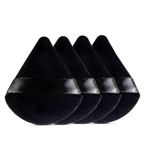 gleva 4 pcs powder puff soft face makeup sponge loose powder foundation blending sponges set makeup blender contouring wedge triangle shape wet amp dry tool washable reusable black