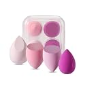 Gleva 4Pcs Makeup Blender Sponge Set, Soft Egg Shaped Blending Puff For Flawles Makeup, Blender for Liquid Foundation, Cream, Powder, Wet And Dry Makeup Applicator For Girls, Women (Pink)