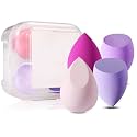 Gleva 4Pcs Makeup Blender Sponge Set, Soft Egg Shaped Blending Puff For Flawles Makeup Blender for Liquid Foundation, Cream, Powder, Wet And Dry Makeup Applicator For Girls, Women (MultiColour)