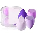 Gleva 4Pcs Makup Blender Sponge Set, Soft Egg Shaped Blending Puff For Flawles Makeup, Blender for Liquid Foundation, Cream, Powder, Wet And Dry Makeup Applicator For Girls, Women (Purple)