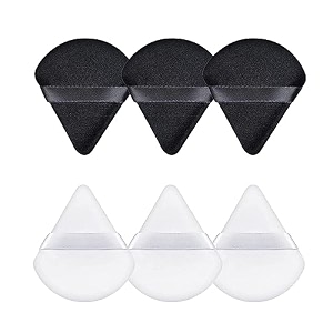 gleva 6 pcs powder puff soft face makeup sponge loose powder foundation blending sponges set makeup blender contouring wedge triangle shape wet amp dry tool washable reusable black and white