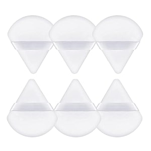 gleva 6 pcs powder puff soft face makeup sponge loose powder foundation blending sponges set makeup blender contouring wedge triangle shape wet amp dry tool washable reusable white