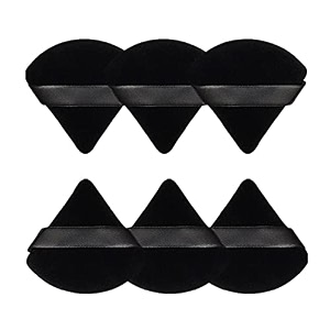 gleva 6 pcs powder puff soft face makeup sponge loose powder foundation blending sponges set makeup blender contouring wedge triangle shape wet amp dry tool washable reusable black