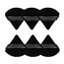 Gleva 6 Pcs Powder Puff Soft Face Makeup Sponge, Loose powder Foundation Blending Sponges Set, Makeup Blender, Contouring, Wedge Triangle Shape Wet &amp; Dry Tool Washable Reusable (Black)