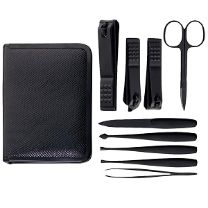 gleva 9 in 1 stainless steel manicure kit nail cutter set manicure pedicure kit manicure set personal care nail clipper kit nail kit nail tools with black leather travel case for men amp women black
