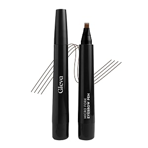 gleva eyebrow pen with 4 micro-fork tip applicator long-lasting waterproof and smudgeproof makeup brow pen one swipe application with micro precision long-lasting dark brown