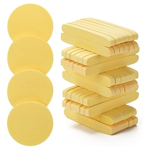 gleva powder puff soft face makeup sponge loose powder foundation blending sponges set makeup blender contouring wedge triangle shape wet amp dry tool washable reusable yellow-24 pcs