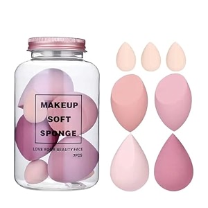gleva 7 pcs makeup blender sponge set soft egg shaped blending puff for flawless makeup liquid foundation cream powder wet amp dry makeup applicator for girls amp women pink