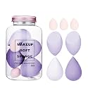 Gleva 7 Pcs Makup Blender Sponge Set, Soft Egg Shaped Blending Puff for Flawless Makeup Blender for Liquid Foundation, Cream, Powder, Wet &amp; Dry Makeup Applicator for Girls &amp; Women (Purple)