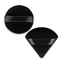 Gleva 2 Pcs Powder Puff Soft Face Makeup Sponge, Loose powder Foundation Blending Sponges Set, Beauty Makeup Blender, Contouring, Round &amp; Triangle Shape Wet &amp; Dry Tool Washable Reusable (Black)