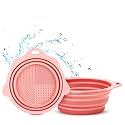 Gleva Silicon Makeup Brush Cleaning Mat, Easy Foldable Beauty Egg Bowl Cleaning Mat &amp; Scrubber, Portable Washing Tool for Makeup Brush Gift For Girl and Women (Pink Round Bowl)