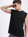 Glitchez Men Solid Round Neck Cotton Blend