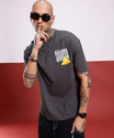 Glitchez Printed Men Round Neck Grey T-Shirt