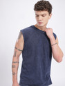 Glitchez Solid Men Round Neck Blue T-Shirt
