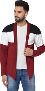 glito men asymmetric full sleeve multicolor shrug