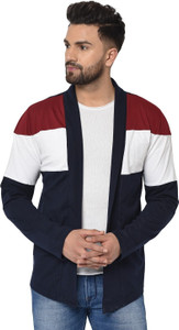 glito men asymmetric full sleeve multicolor shrug