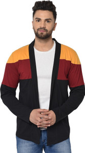 glito men asymmetric full sleeve multicolor shrug
