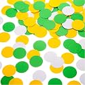 MOWO Yellow, Green and White Confetti Table Decoration, 1.2 inch, 200pc