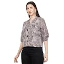 Women Printed Oversized Lapel Collar Casual Crop