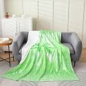 Glitter Green Throw Blanket,Princess Romantic Bow Tie Fleece Blanket for Bedroom Decor,Cute Bowknot Super Soft Bedding for Sofa Couch for All Seasons,Queen 90"x90"
